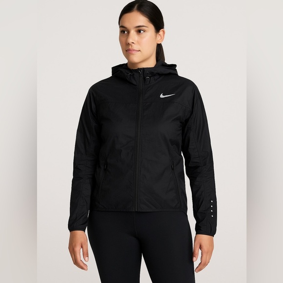 Nike Impossibly Light Running Jacket Size Large Black Hooded Jacket - Picture 1 of 6